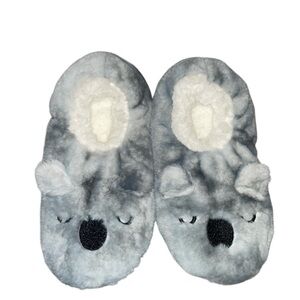 Plush Koala Slipper Socks - Gray with White Lining